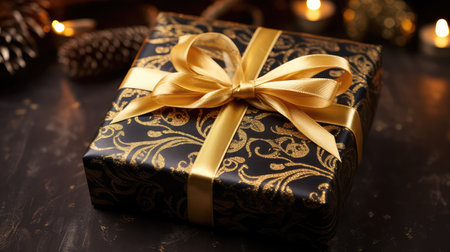 ribbon christmas pattern goldの素材