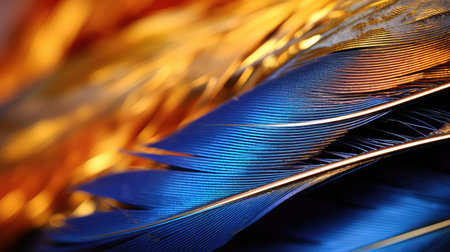tropical gold and blue featherの素材