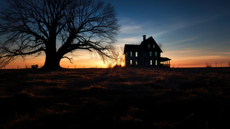 overgrown haunted house silhouetteの素材