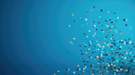 shot confetti blue backgroundの素材