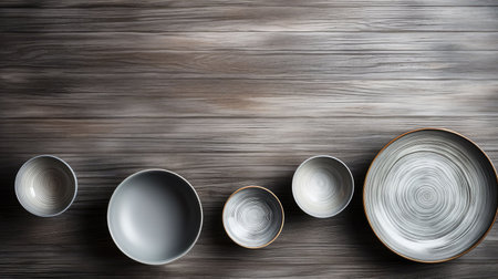 dishes gray wooden backgroundの素材