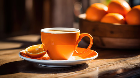 table coffee cup orangeの素材