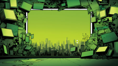 photo comic book background greenの素材