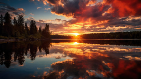 lake red sunburstの素材