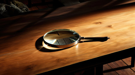 wooden magnifying glass isolatedの素材