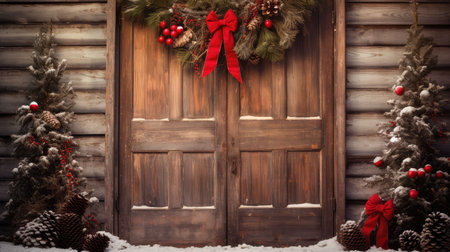 berries rustic christmas doorの素材