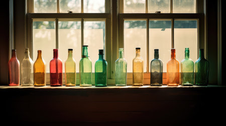 antique old glass bottlesの素材