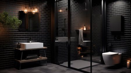 concrete modern black bathroomの素材