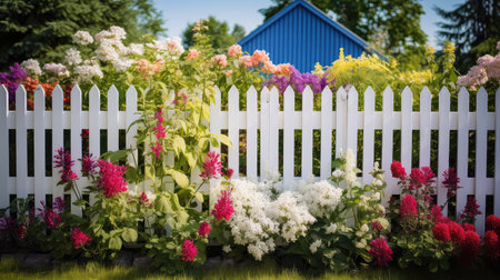 fence painted white woodの素材
