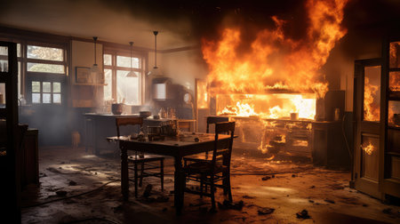 flames kitchen on fireの素材