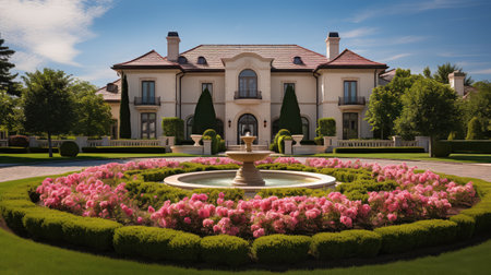 entrance house with beautiful landscapingの素材