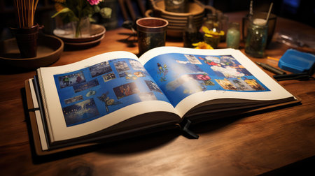 handwritten open book blueの素材