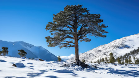 snow pine tree woodの素材