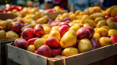 colorful red and yellow potatoesの素材