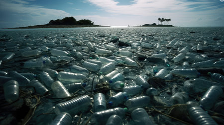 cleanup plastic bottles beachの素材