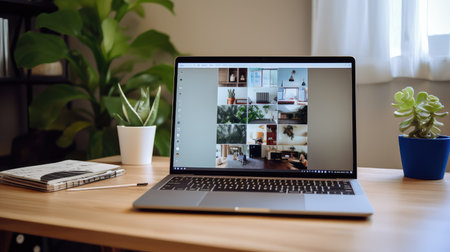 setup laptop office deskの素材