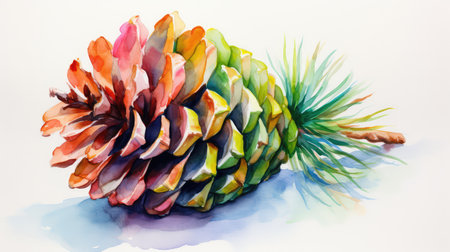 realistic water color pineconeの素材