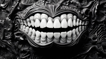 ornate black and white damaskの素材