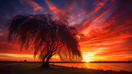 branches willow tree silhouetteの素材