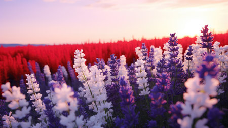 flowers white purple red gradientの素材