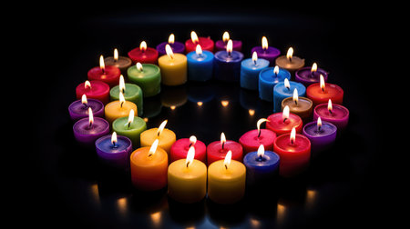 colorful black background candleの素材