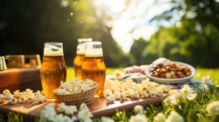 park beer and popcornの素材