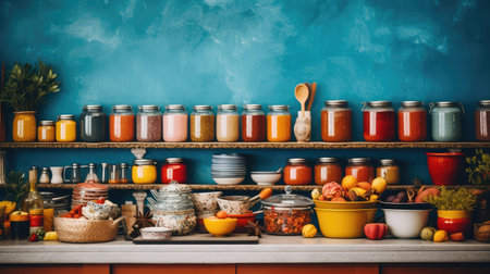 vibrant blur kitchen backgroundの素材