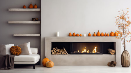 pumpkins fall fire placeの素材