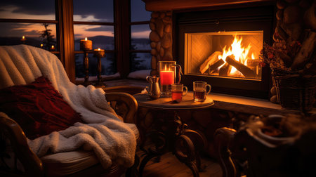 romantic fireplace coffeeの素材