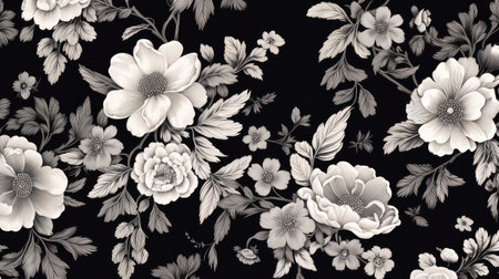 classic black and white floral backgroundの素材