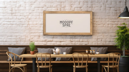 wooden coffee shop frame mockupの素材