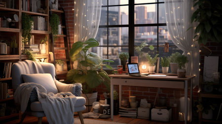 stringlights cozy officeの素材