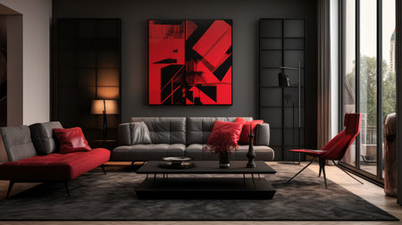 modern black and red patternの素材