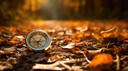 gravel compass on roadの素材