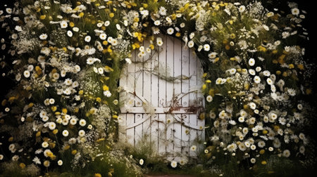 wooden flower field doorの素材