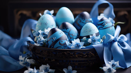 basket blue easter eggsの素材