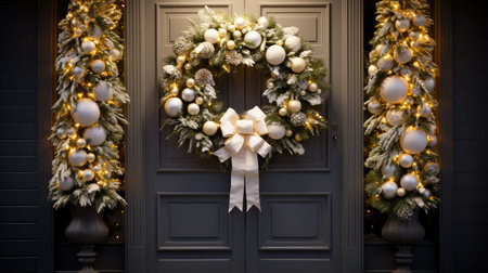 wreath merry christmas goldの素材