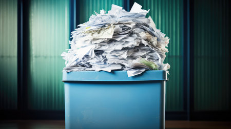 disposal stack of office papersの素材