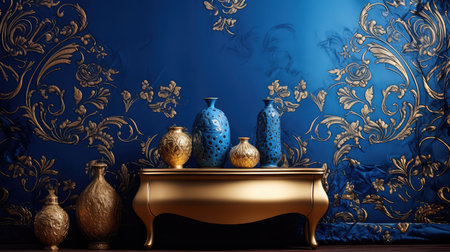 wallpaper royal blue and gold backgroundの素材