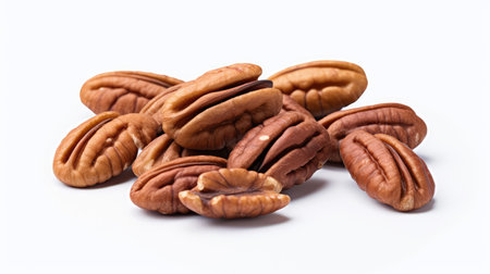 nuts pecans and white backgroundの素材