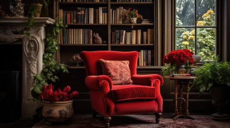 armchair red velvet seatsの素材