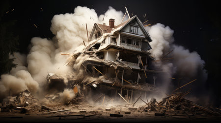destruction house collapseの素材