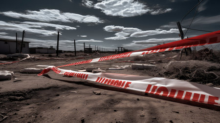 hazard red and white cautionの素材