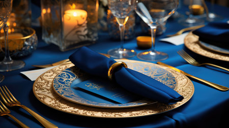 formal invitation blue goldの素材