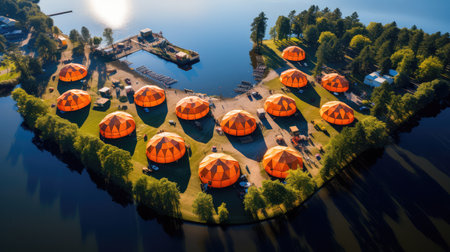 campground orange camping tentの素材