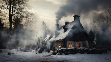 winter house smokeの素材