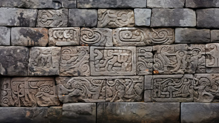 carvings ancient stone wallの素材