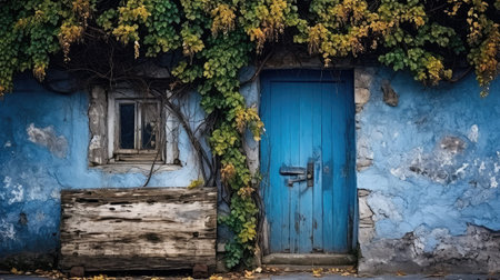 thatched blue houseの素材