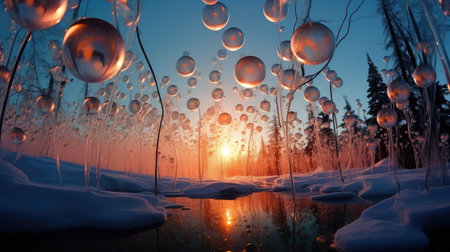 surface bubbles under waterの素材