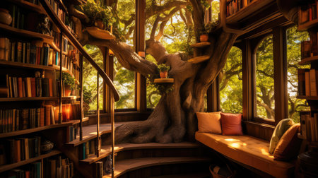 reading books and treesの素材